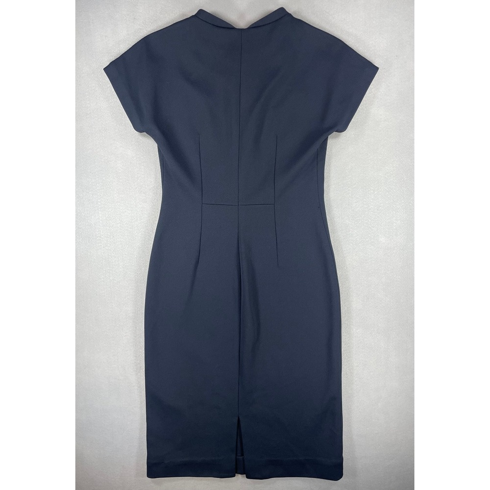 Diane von Furstenberg Womens Sheath Dress Front Zip Navy Textured 2 - Picture 3 of 9